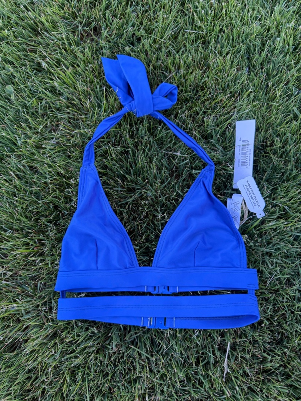 Wolf & Whistle Jessica Blue Bikini Top Double Strap Halter NWT Size US 2B/C